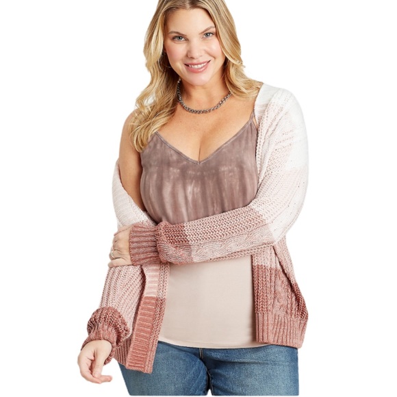 XL Cable Knit Colourblock Cardigan - Picture 4 of 12